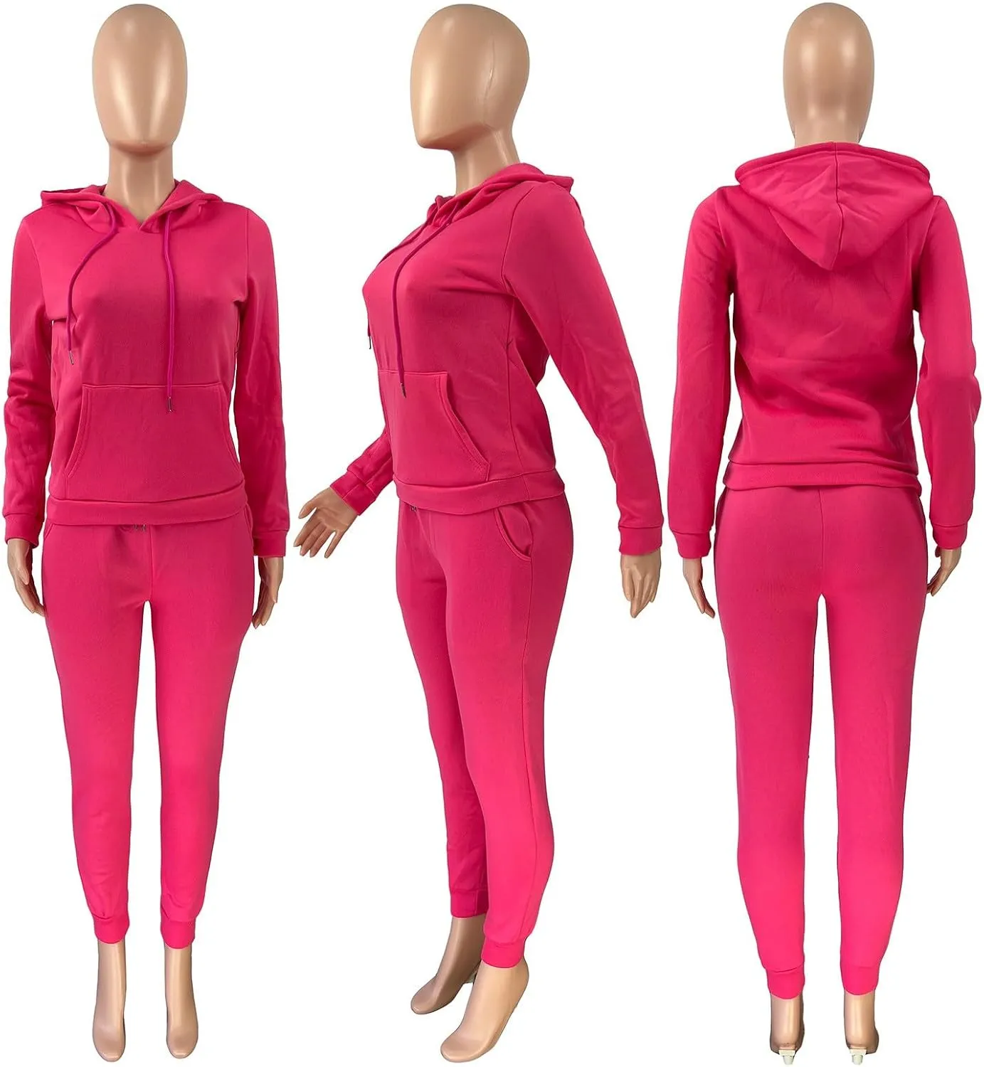 Miyaomn Women Casual Fall Winter Running Sweatsuits Warm Slim Fit Long Sleeve Hooded Pullover Top and Jogger Pants Set Outfit