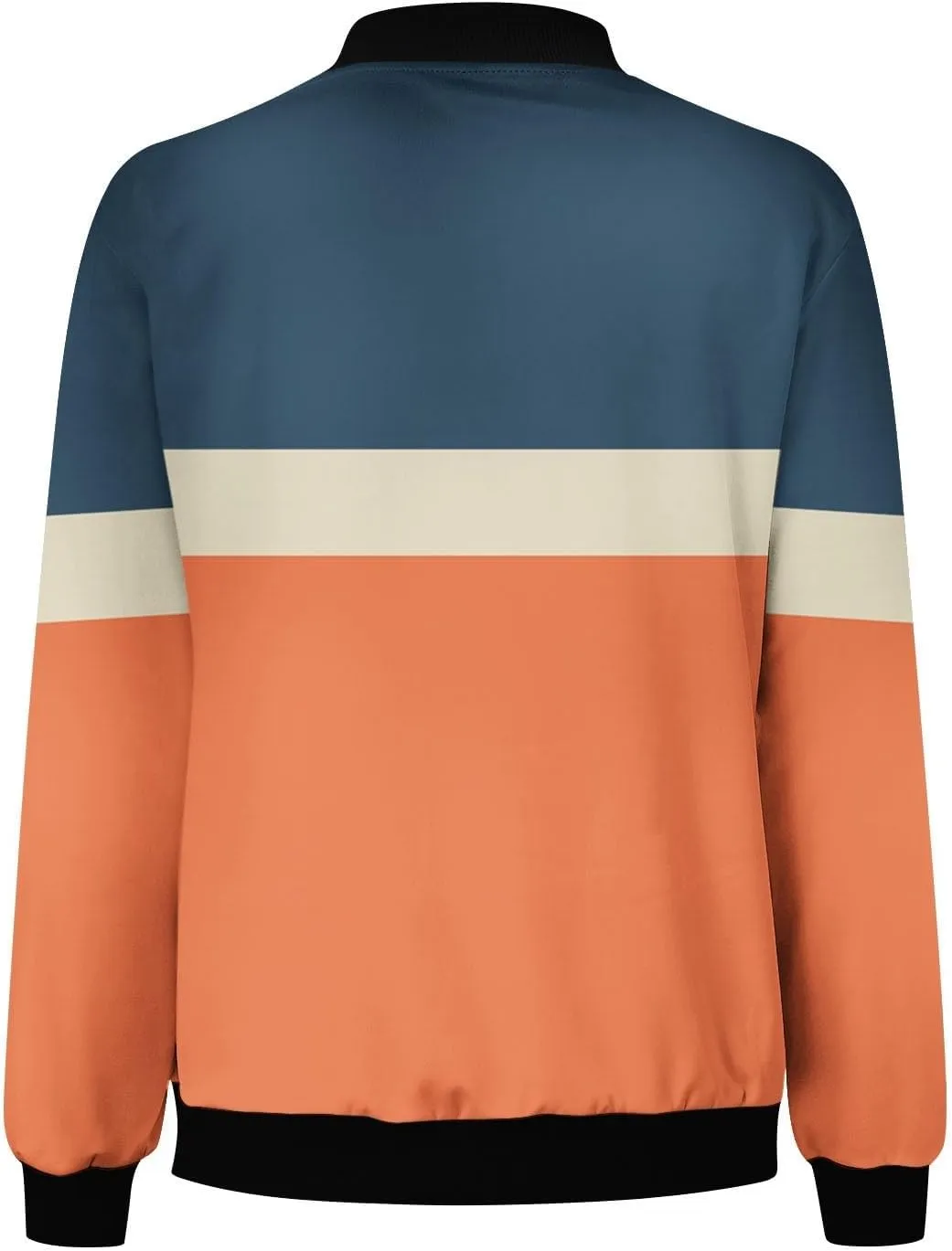 Mmoneyake Fall Jackets for Women 2024 Color Block Zip Up Bomber Jacket Casual Coat Stand Collar Lightweight Short Outwear Top
