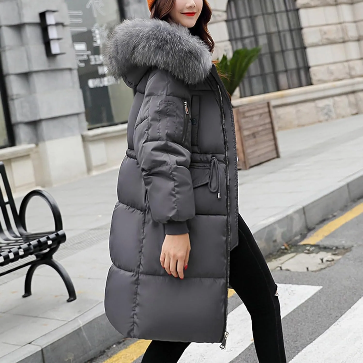 Mmoneyake Winter Coats for Women Oversize Warm Parka Jackets Long Thickened Down Jacket Overcoat Outerwear with Fur Hood