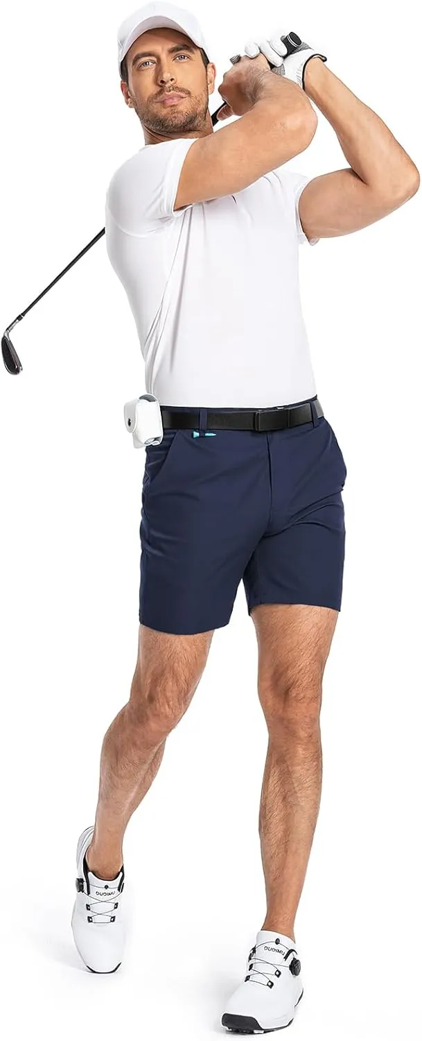 Moosehill Mens Golf Dress Casual Shorts 7" 10" Quick Dry Stretch Anti-Wrinkle Flat Front with 4 Pockets for Work Hybrid Chino