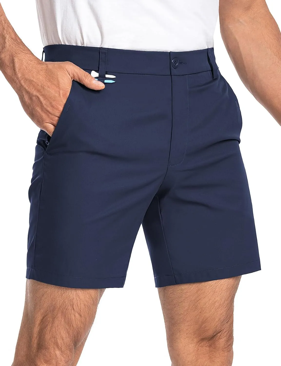 Moosehill Mens Golf Dress Casual Shorts 7" 10" Quick Dry Stretch Anti-Wrinkle Flat Front with 4 Pockets for Work Hybrid Chino