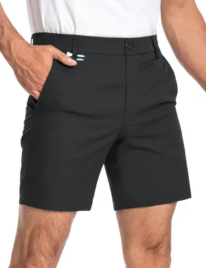 Moosehill Mens Golf Dress Casual Shorts 7" 10" Quick Dry Stretch Anti-Wrinkle Flat Front with 4 Pockets for Work Hybrid Chino