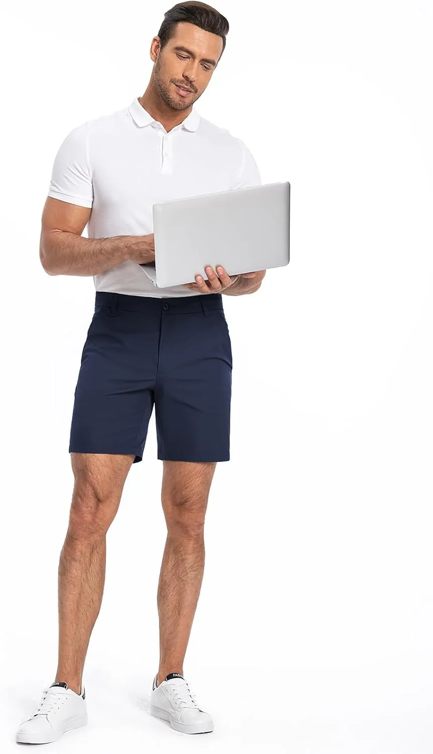 Moosehill Mens Golf Dress Casual Shorts 7" 10" Quick Dry Stretch Anti-Wrinkle Flat Front with 4 Pockets for Work Hybrid Chino