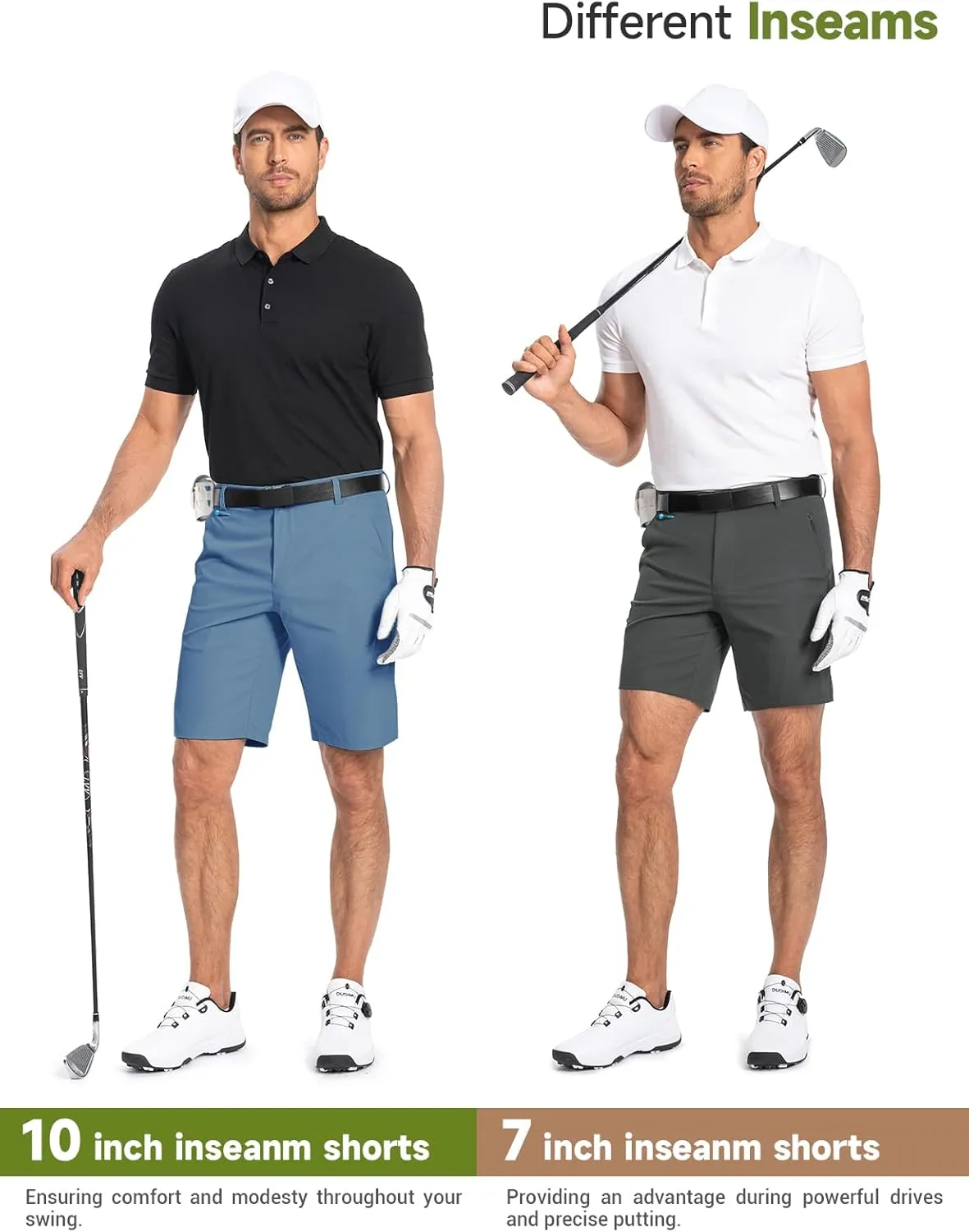 Moosehill Mens Golf Dress Casual Shorts 7" 10" Quick Dry Stretch Anti-Wrinkle Flat Front with 4 Pockets for Work Hybrid Chino