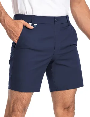 Moosehill Mens Golf Dress Casual Shorts 7" 10" Quick Dry Stretch Anti-Wrinkle Flat Front with 4 Pockets for Work Hybrid Chino