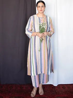 Multicolor Striped Linen Co-Ord Set