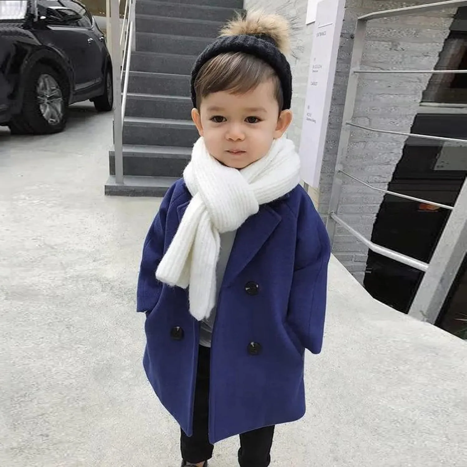 Notched Boys Coat Girls Trench Kids Jacket Wool Collar Baby Breasted Plaid Coat Coat Double Toddler Boys Raincoat