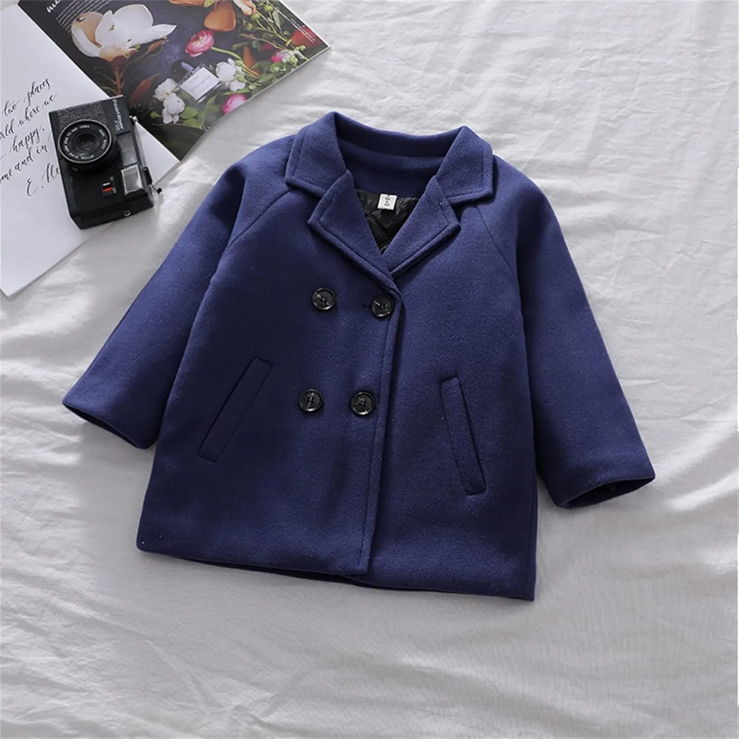Notched Boys Coat Girls Trench Kids Jacket Wool Collar Baby Breasted Plaid Coat Coat Double Toddler Boys Raincoat