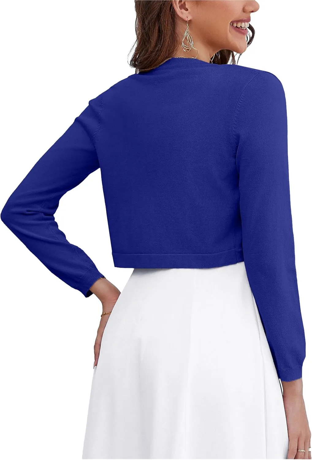 OmicGot Women's Long Sleeve Cardigan Knit Sweaters Cropped Open Front Bolero Shrug for Dresses S-XL