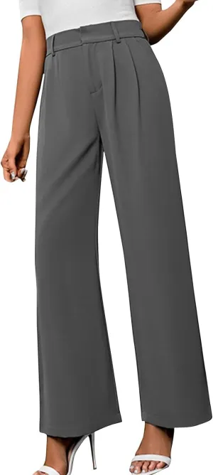 Pants for Women, High Waist Baggy Trousers Straight Leg Slacks Wide Leg Pants