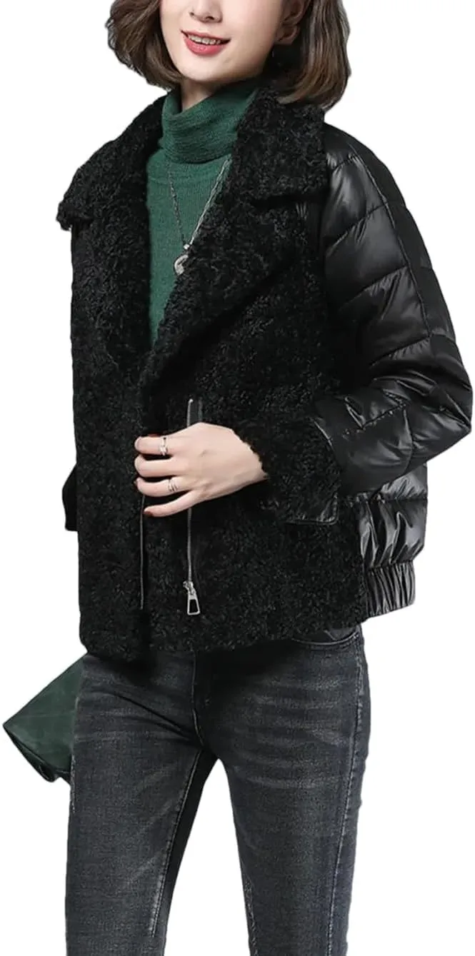 Patchwork Down Cotton Short Jacket Female Thick Warm Slim Zipper Padded Parkas Elegant Winter Coat Clothes