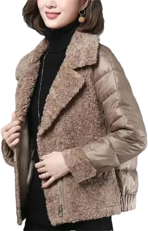 Patchwork Down Cotton Short Jacket Female Thick Warm Slim Zipper Padded Parkas Elegant Winter Coat Clothes