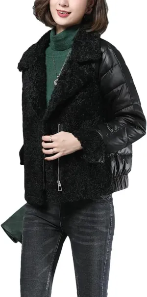 Patchwork Down Cotton Short Jacket Female Thick Warm Slim Zipper Padded Parkas Elegant Winter Coat Clothes