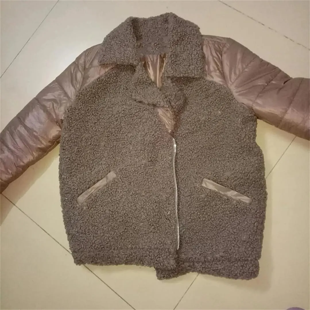Patchwork Down Cotton Short Jacket Female Thick Warm Slim Zipper Padded Parkas Elegant Winter Coat Clothes
