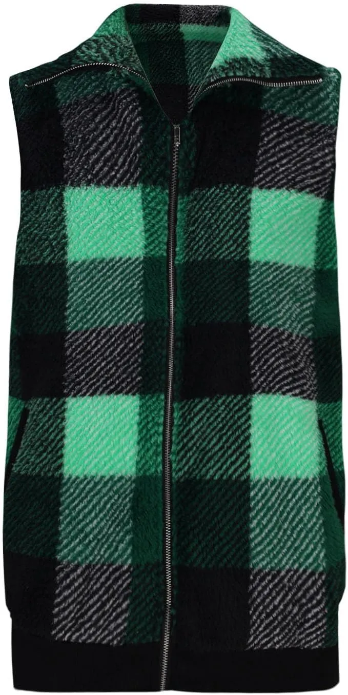 Plaid Jacket for Women Fleece Casual Cardigan Fall Plush Vest Thermal Vests Thick Winter Coats Outwear 2025 Shackets