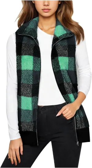 Plaid Jacket for Women Fleece Casual Cardigan Fall Plush Vest Thermal Vests Thick Winter Coats Outwear 2025 Shackets