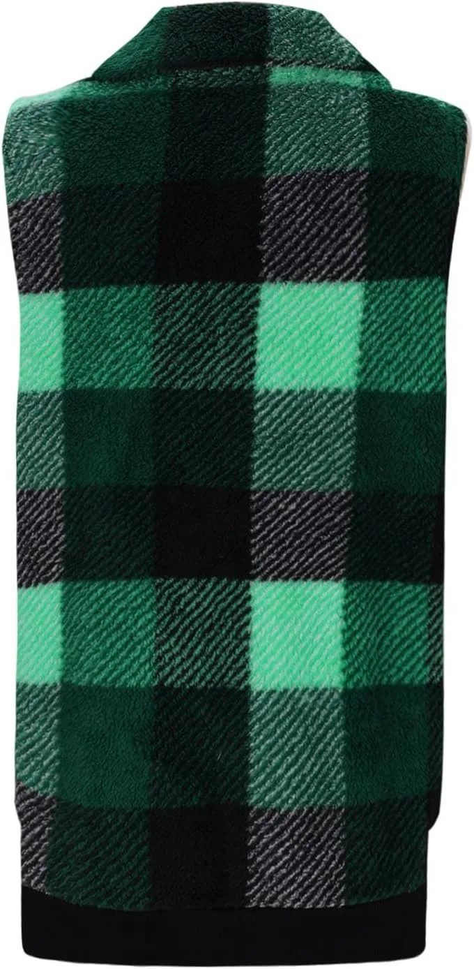 Plaid Jacket for Women Fleece Casual Cardigan Fall Plush Vest Thermal Vests Thick Winter Coats Outwear 2025 Shackets