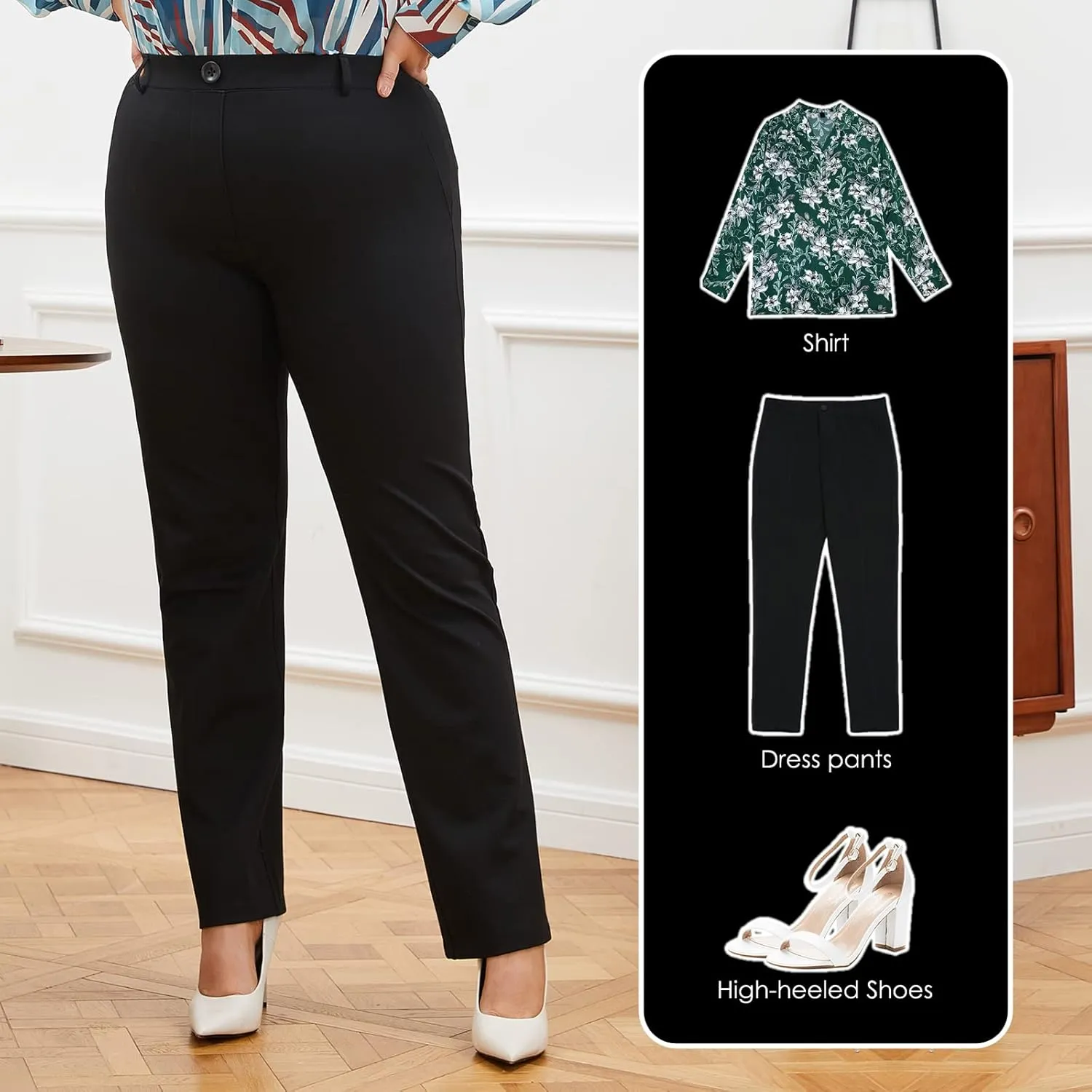 Plus Size Women's Straight-Leg Dress Pants - Slacks for Business Casual,Work Clothes for Office
