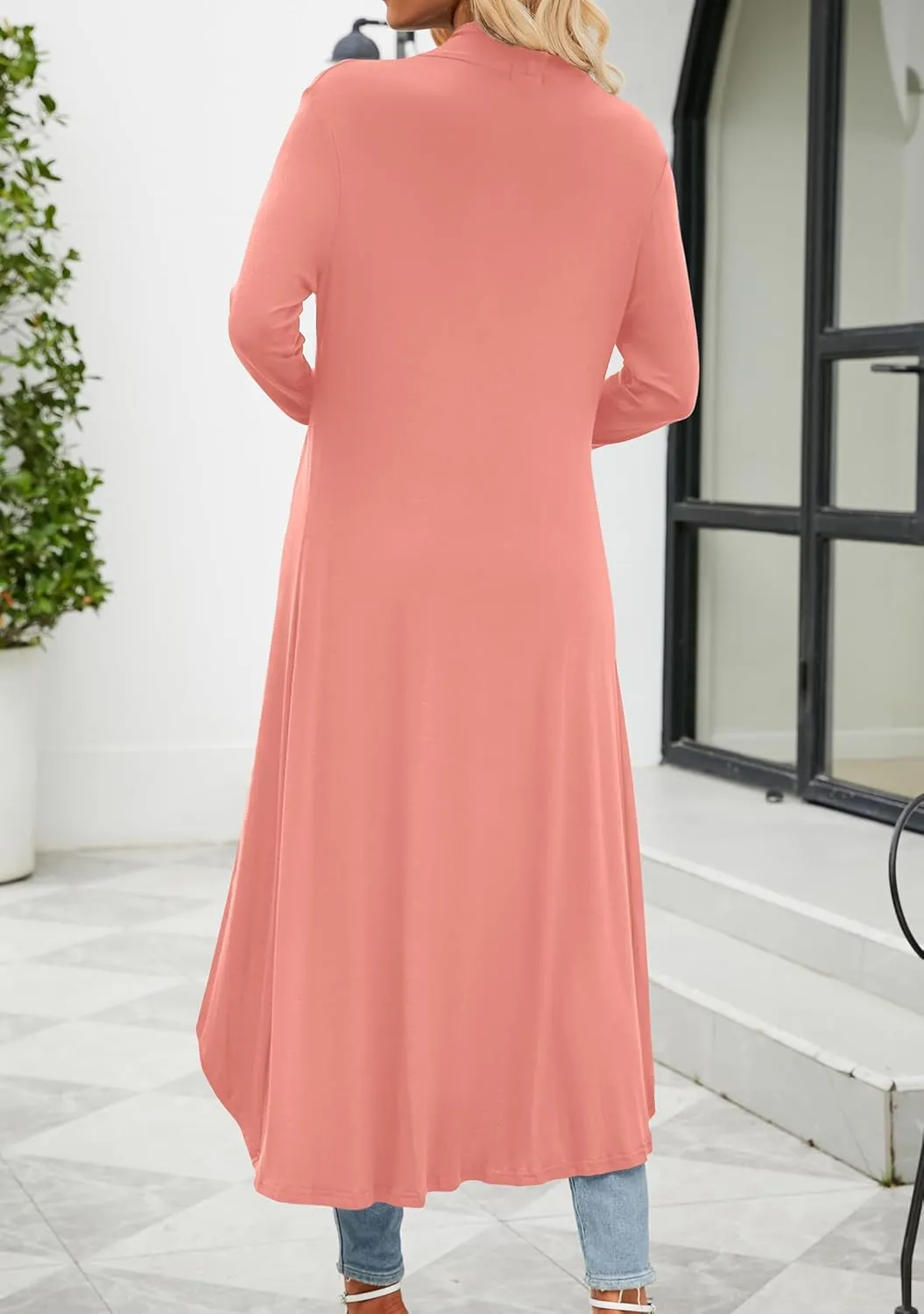 POGTMM Women's Casual Long Open Front Drape Lightweight Duster High Low Hem Maxi Long Sleeve Cardigan (S-3XL)