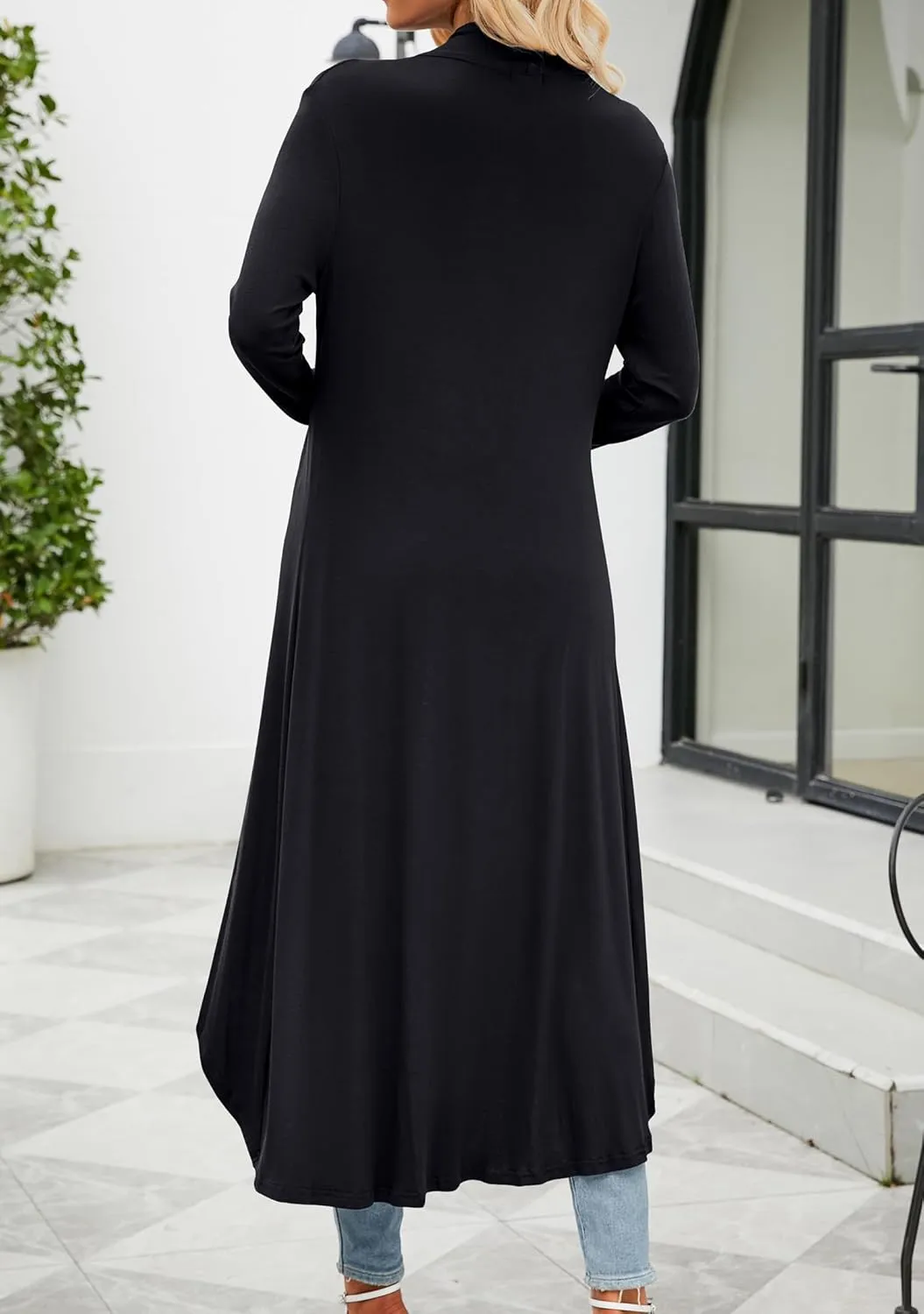 POGTMM Women's Casual Long Open Front Drape Lightweight Duster High Low Hem Maxi Long Sleeve Cardigan (S-3XL)