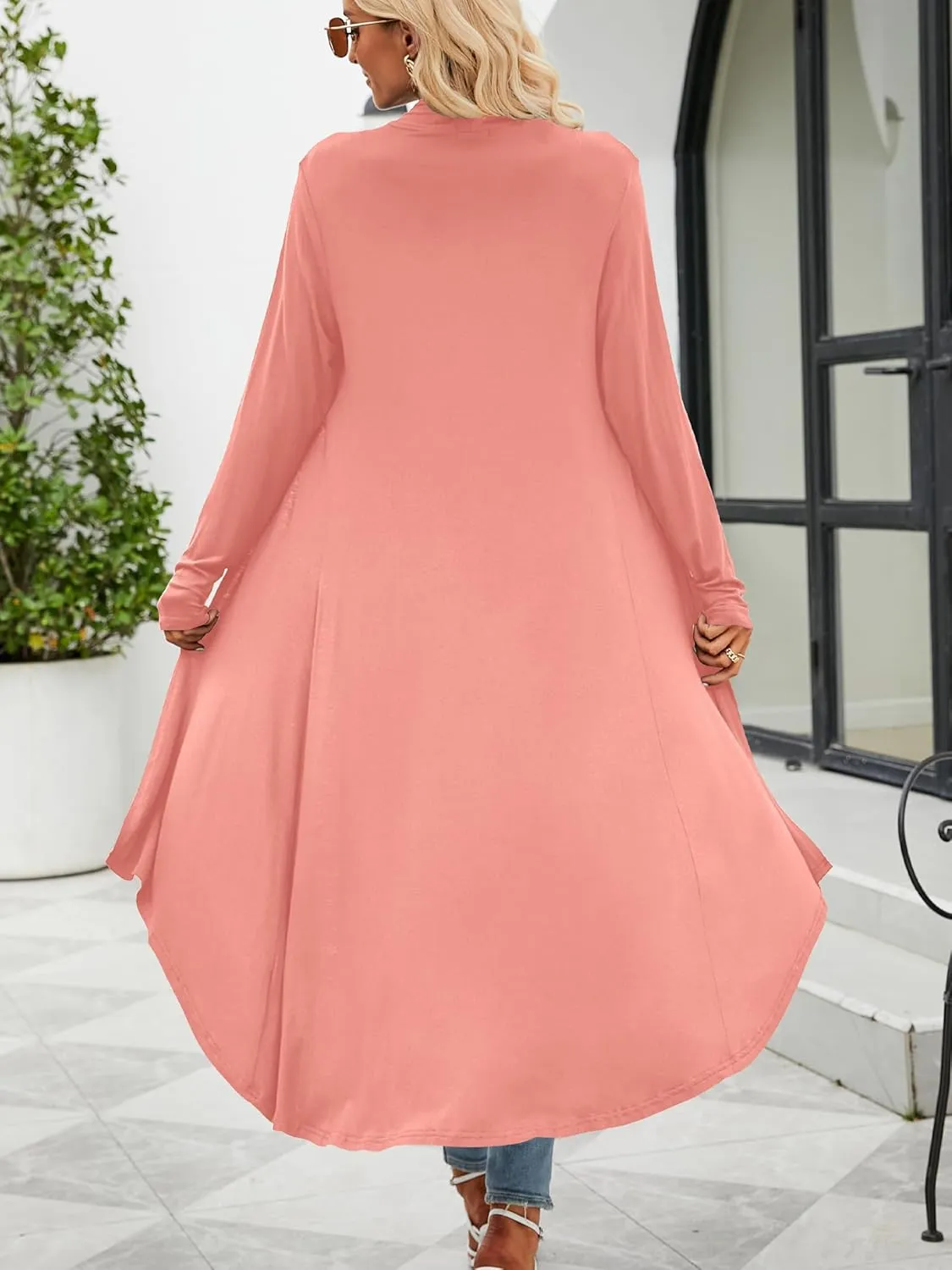 POGTMM Women's Casual Long Open Front Drape Lightweight Duster High Low Hem Maxi Long Sleeve Cardigan (S-3XL)