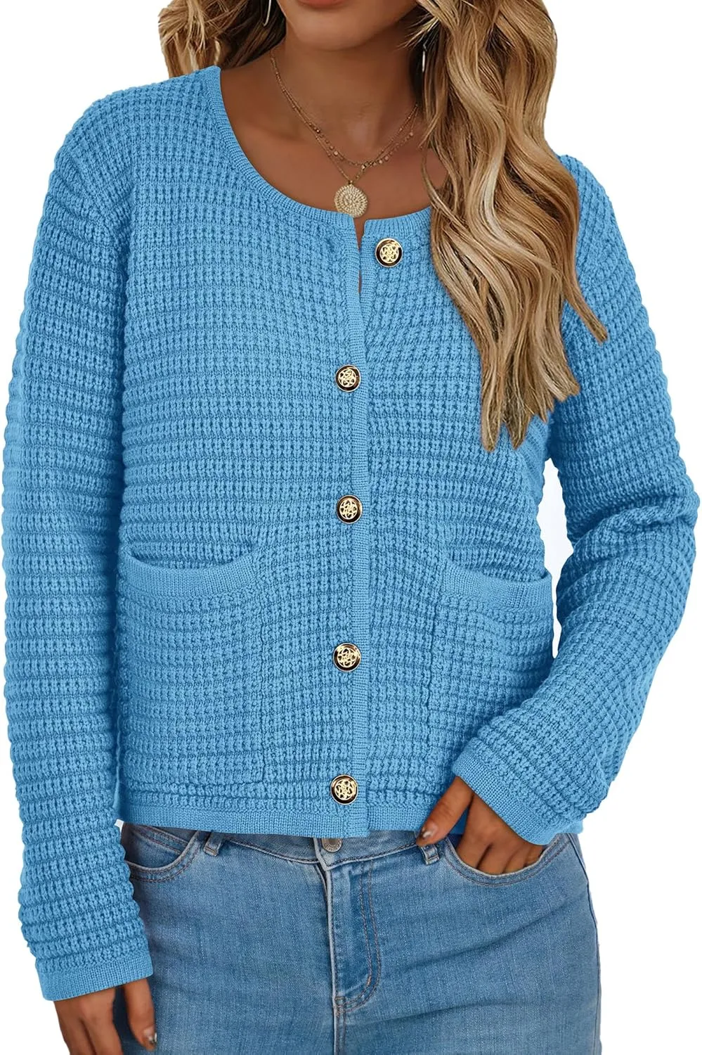 PRETTYGARDEN Women's Knit Cardigan Sweaters Fall Fashion Long Sleeve Open Front Button Down Trendy Casual Sweater Jacket