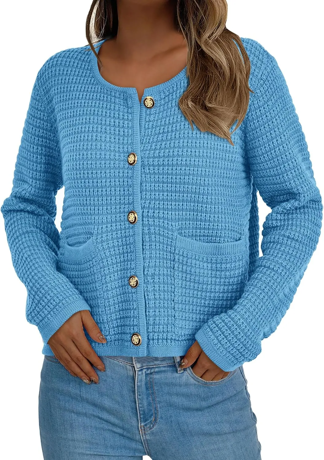 PRETTYGARDEN Women's Knit Cardigan Sweaters Fall Fashion Long Sleeve Open Front Button Down Trendy Casual Sweater Jacket