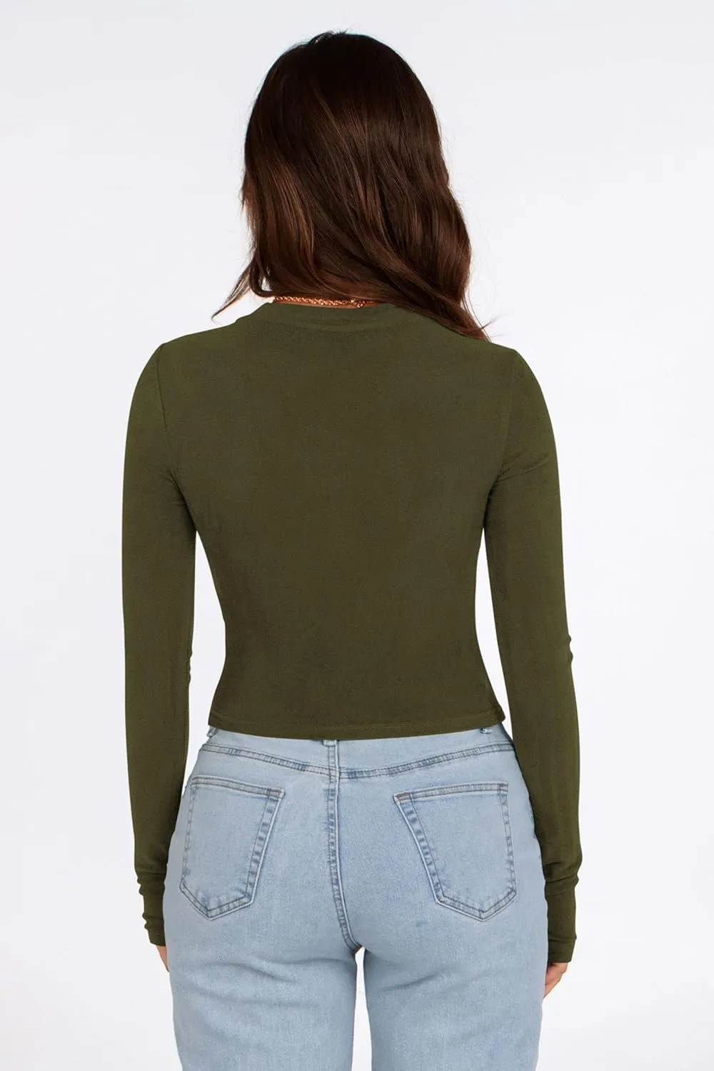PRETTYGARDEN Women's Long Sleeve Crop Tops Y2K Spring Fall Fashion Clothes Basic Slim Fit Tee Shirts Blouse