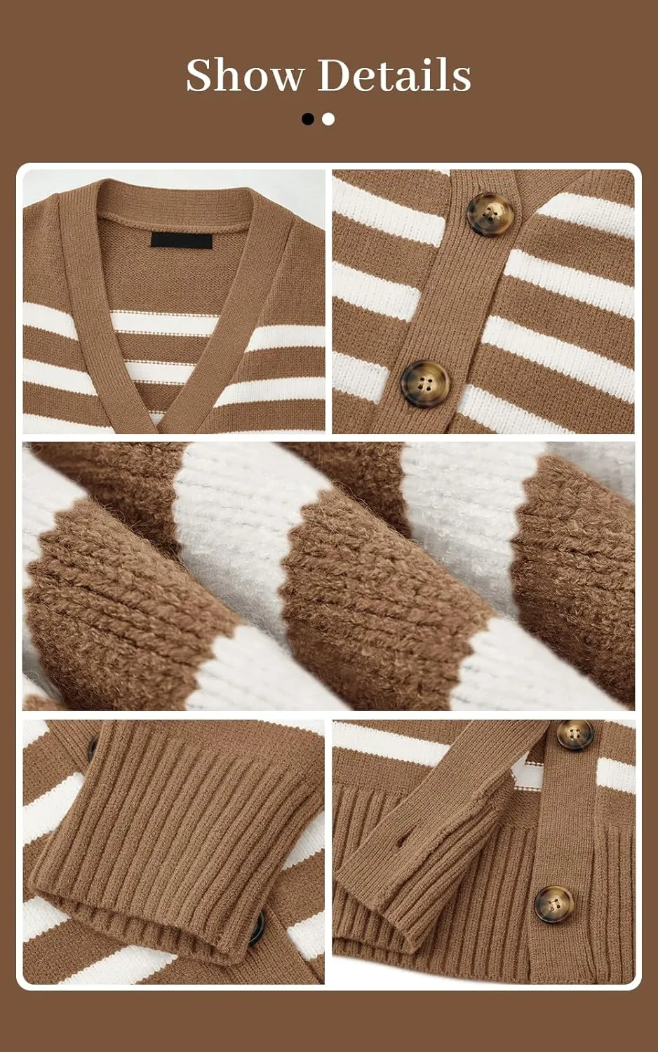 PRETTYGARDEN Women's Long Sleeve Striped Open Front Cardigan Sweaters Button Down Knit Lady Jackets 2025 Fall Outfits
