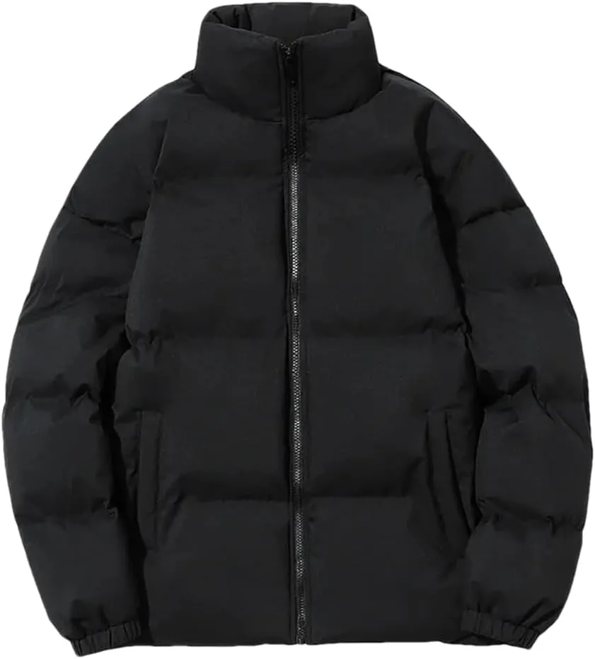 REHJJDFD Men's Cotton-Padded Puffer Jacket Cargo Warm Slim Coat Solid Outdoor Casual Street Parka Overcoat