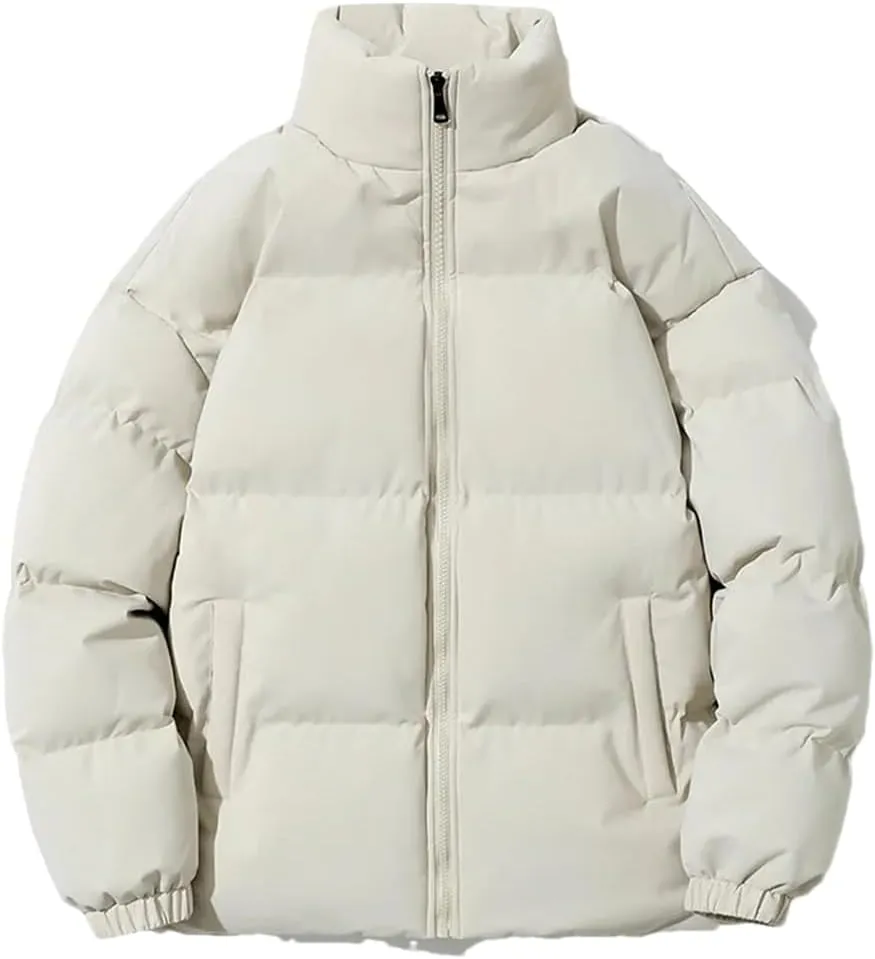 REHJJDFD Men's Cotton-Padded Puffer Jacket Cargo Warm Slim Coat Solid Outdoor Casual Street Parka Overcoat