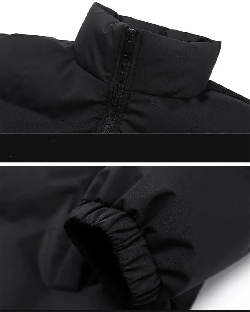 REHJJDFD Men's Cotton-Padded Puffer Jacket Cargo Warm Slim Coat Solid Outdoor Casual Street Parka Overcoat