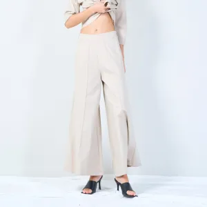 Relaxed wide-leg trousers with elastic waistband wholesale