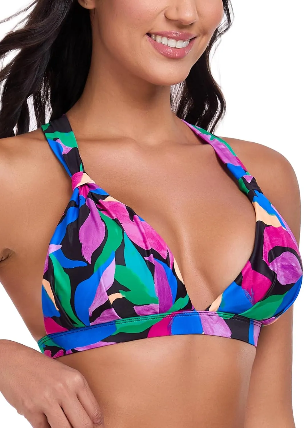 RELLECIGA Womens Triangle Bikini Top Crisscross Back Swimsuit Padded Push Up Bathing Suit Top