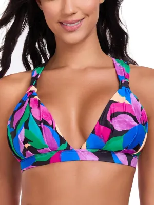 RELLECIGA Womens Triangle Bikini Top Crisscross Back Swimsuit Padded Push Up Bathing Suit Top