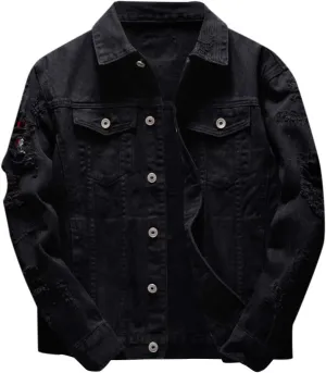 RTRDE Men's Jeans Jacket Jean Jackets Slim Fit Ripped Denim Jacket Coat Outwear Winter, S-4XL