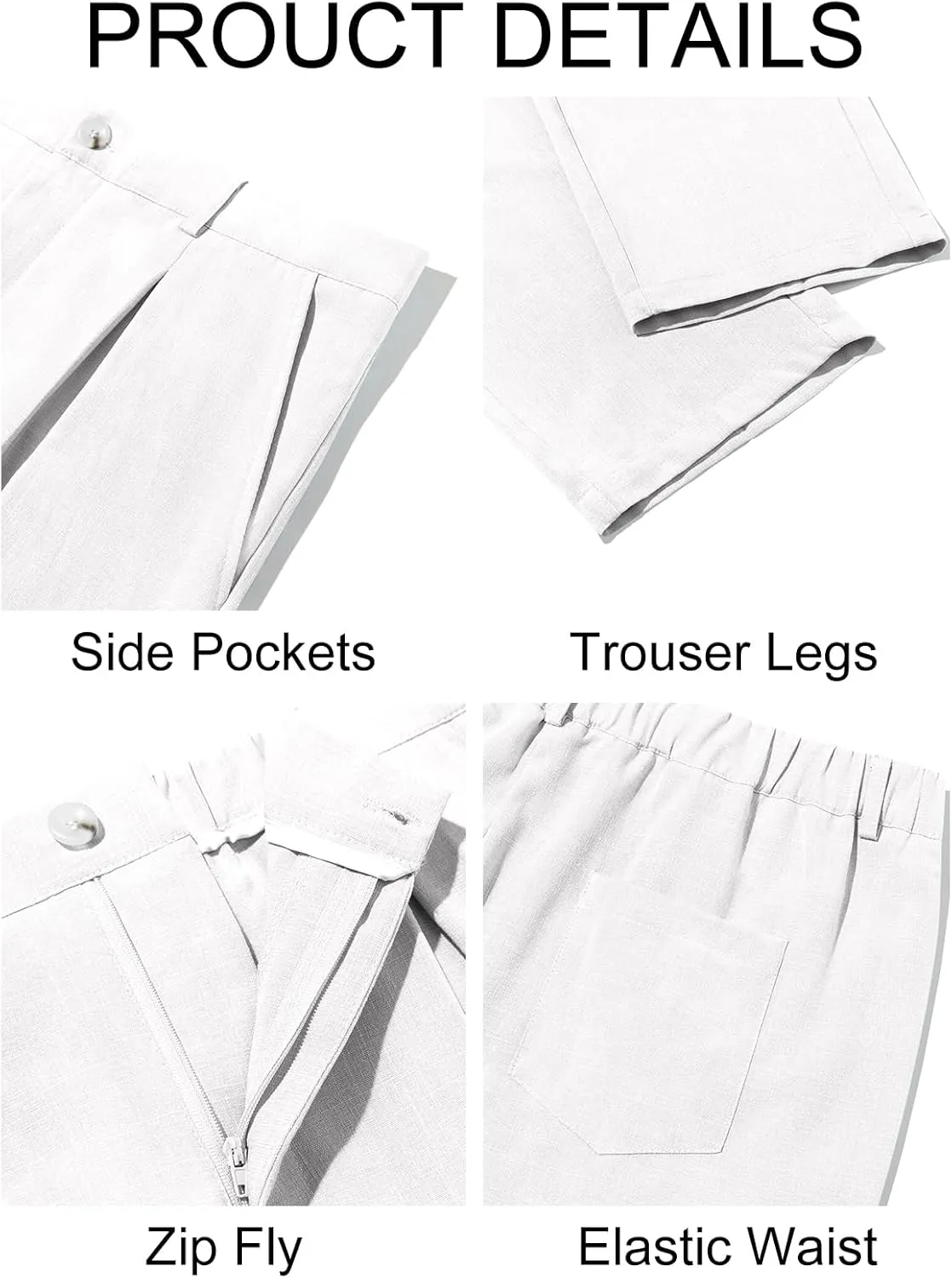 Runcati Mens Casual Linen Pants Elastic Waist Lightweight Loose Fit Pleated Slacks Summer Cotton Beach Yoga Trousers