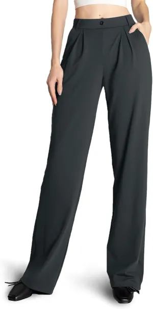 Safort Wide Leg Pants Women Dress Pants 28"/31"/34" Business Casual Trousers Work Office Loose Slacks Belt Loops Pockets