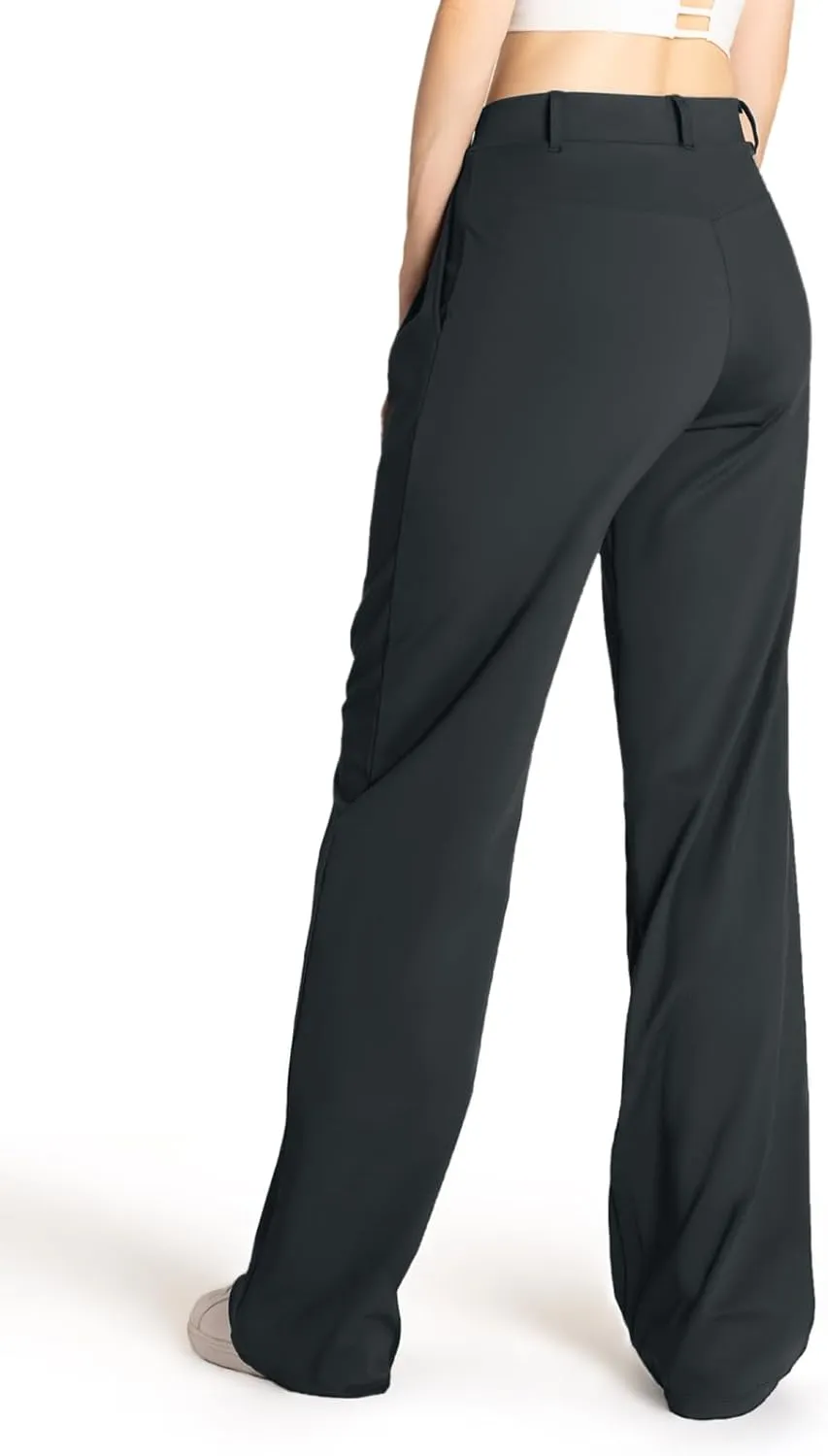 Safort Wide Leg Pants Women Dress Pants 28"/31"/34" Business Casual Trousers Work Office Loose Slacks Belt Loops Pockets