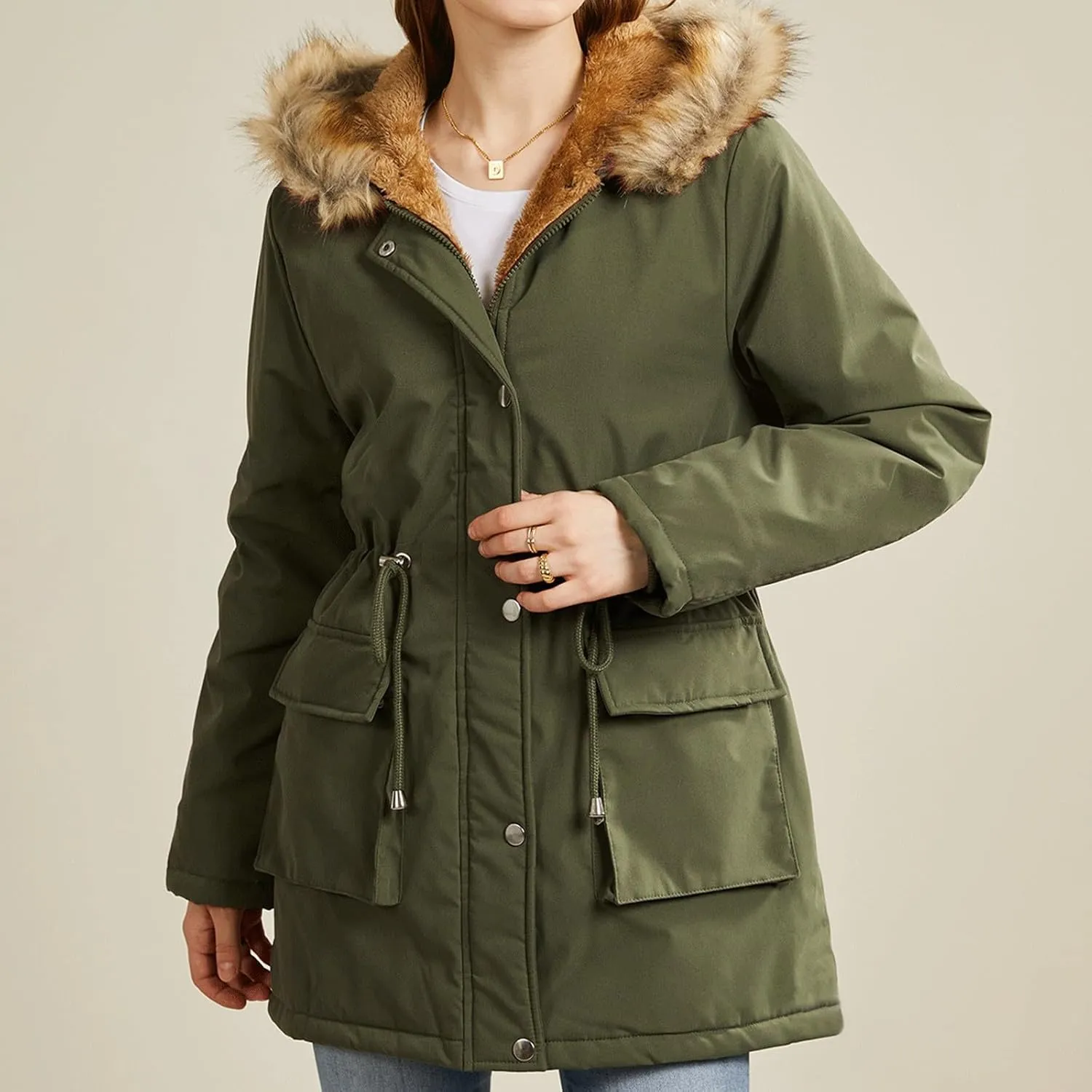SHAOBGE Puffer Jacket Womens Xnova Womens Winter Parka Jackets Fleece Lined Coats Ladies Padded Thermal Winter
