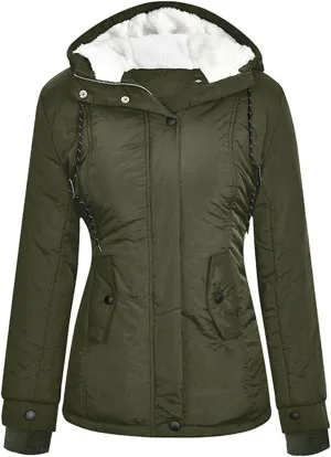 SHAOBGE Puffer Pullover Jacket Womens Womens Long Sleeve Hooded Jacket Thickened Hooded Cotton Jacket Womens
