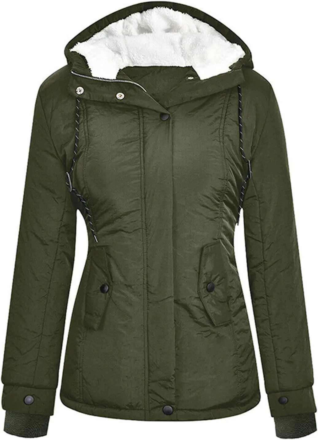 SHAOBGE Puffer Pullover Jacket Womens Womens Long Sleeve Hooded Jacket Thickened Hooded Cotton Jacket Womens