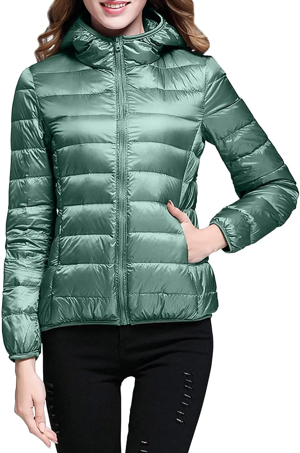 SHAOBGE Women's Packable Ultra Lightweight Jacket 2023 Winter Warm Slim Fit Duck Down Coats with Pockets Recycled Insulation