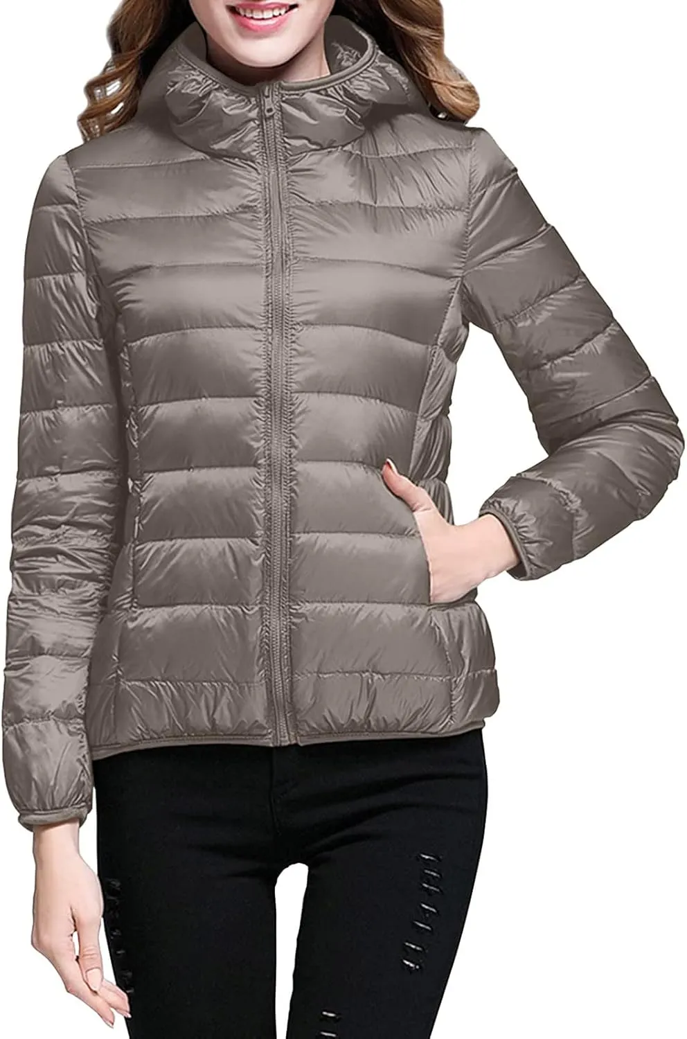 SHAOBGE Women's Packable Ultra Lightweight Jacket 2023 Winter Warm Slim Fit Duck Down Coats with Pockets Recycled Insulation