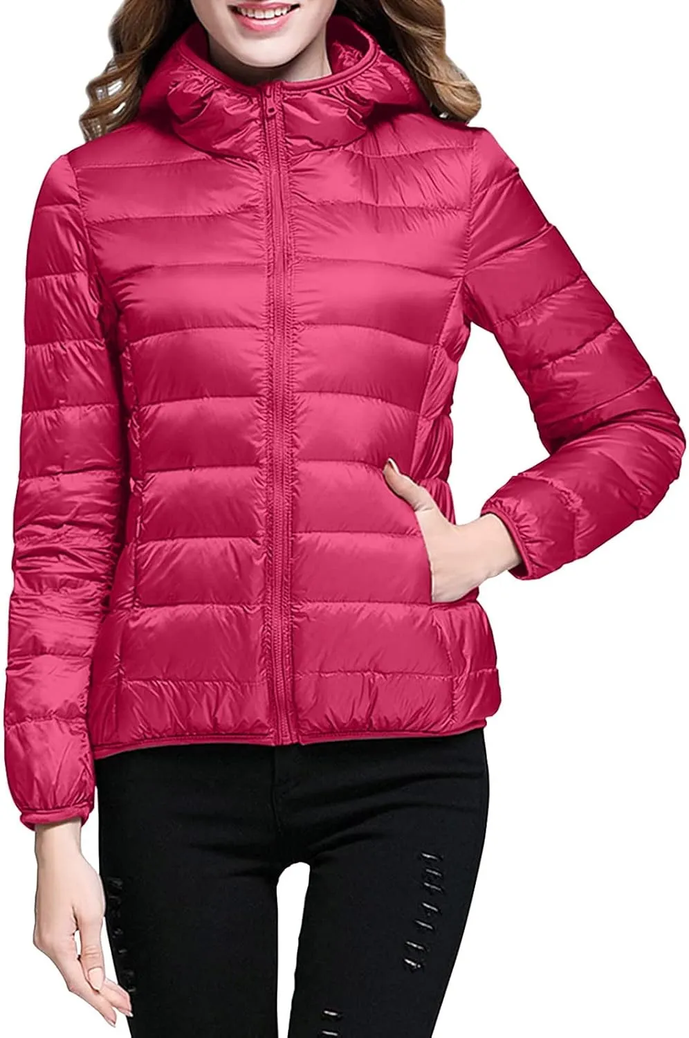 SHAOBGE Women's Packable Ultra Lightweight Jacket 2023 Winter Warm Slim Fit Duck Down Coats with Pockets Recycled Insulation