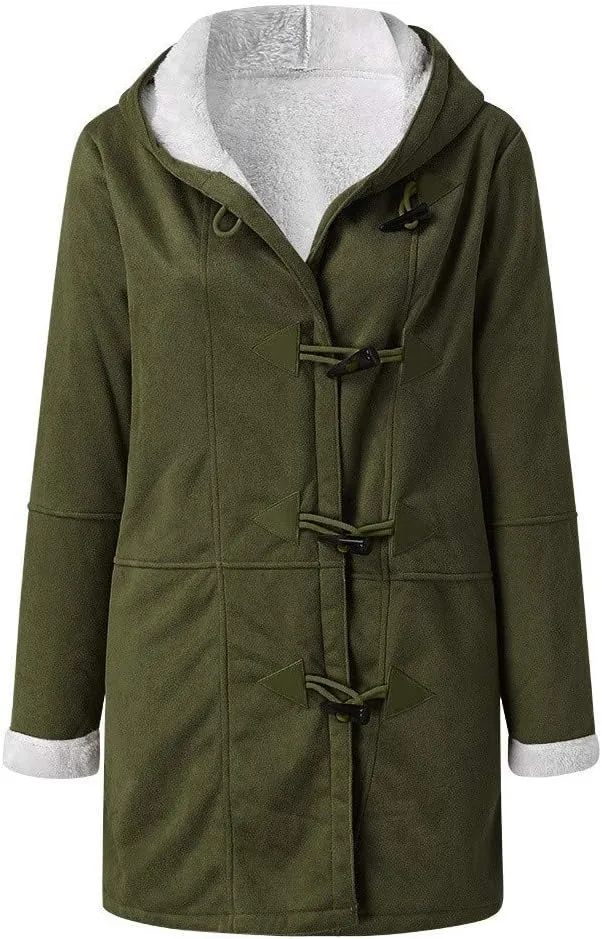 SHAOBGE Womens Plus Size Winter Coats Warm Sherpa Fleece Lined Jackets Hooded Parka Faux Suede Pea Coat Outerwear 2024
