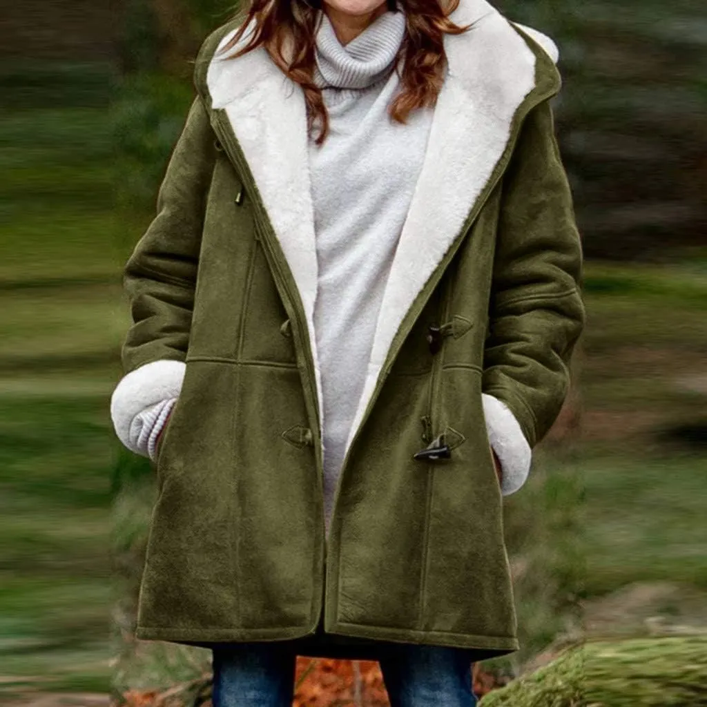 SHAOBGE Womens Plus Size Winter Coats Warm Sherpa Fleece Lined Jackets Hooded Parka Faux Suede Pea Coat Outerwear 2024