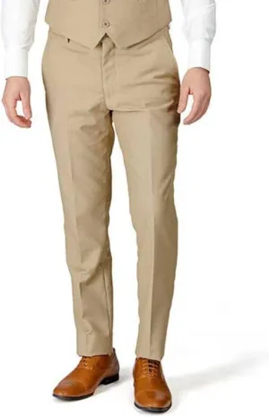 Slim Fit Men's Solid Suit Pants Trouser Flat Front No Pleats Dress Slacks