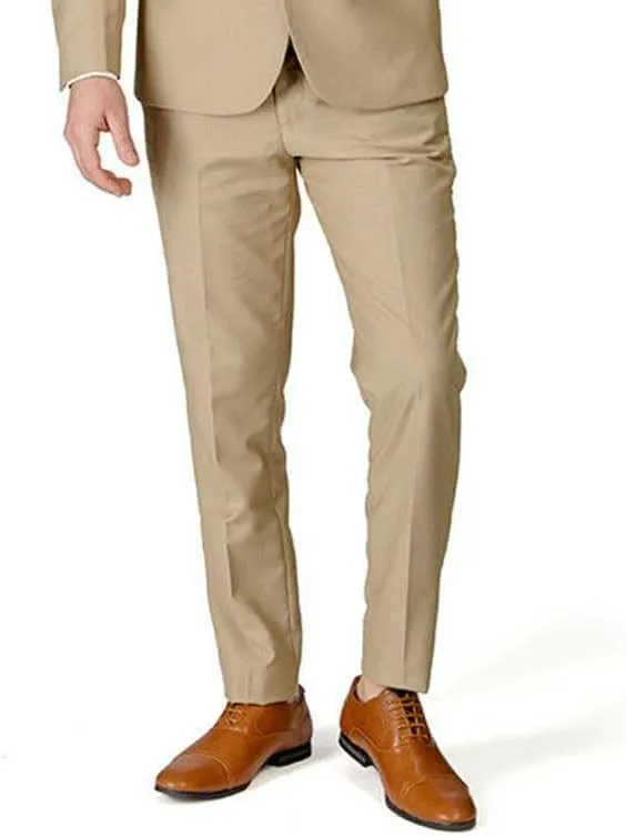 Slim Fit Men's Solid Suit Pants Trouser Flat Front No Pleats Dress Slacks