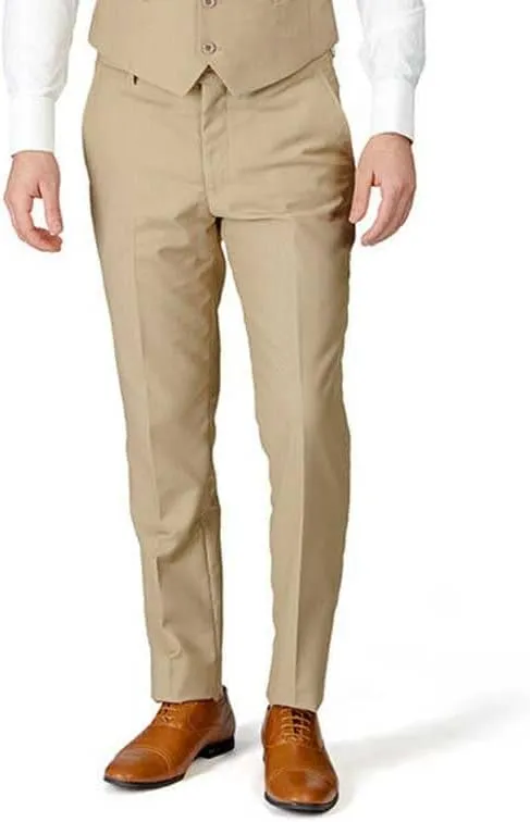 Slim Fit Men's Solid Suit Pants Trouser Flat Front No Pleats Dress Slacks